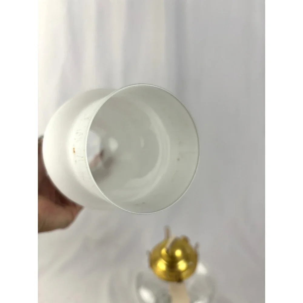 Vintage‎ Clear Glass Hurricane Oil Lamp Frosted Chimney Kerosene Lantern
